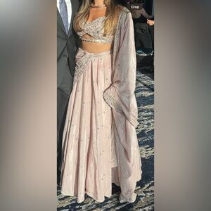 Lashkaraa Blush Embroidered Crepe Lehenga